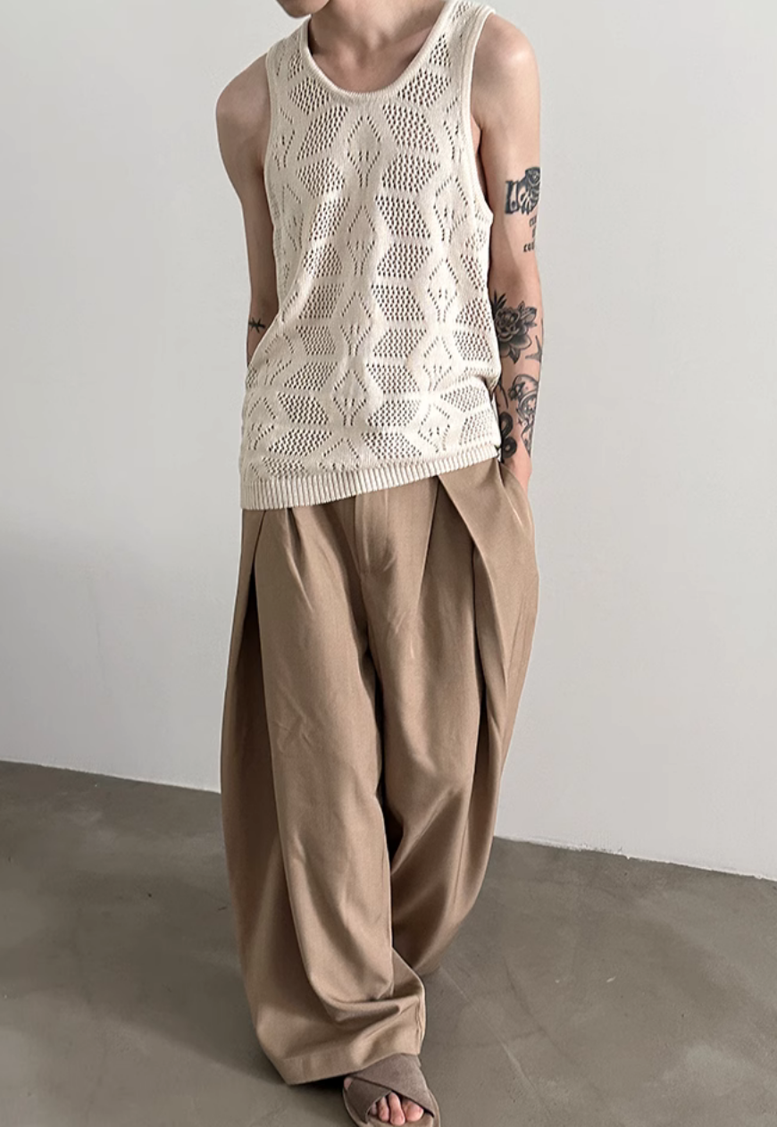 Men's Retro hollow knitted vest