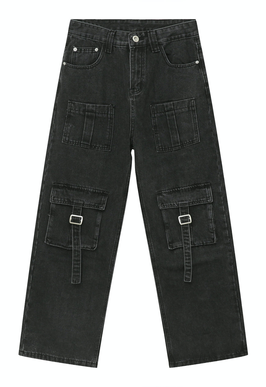 Unisex Cargo jeans with multi-pocket design
