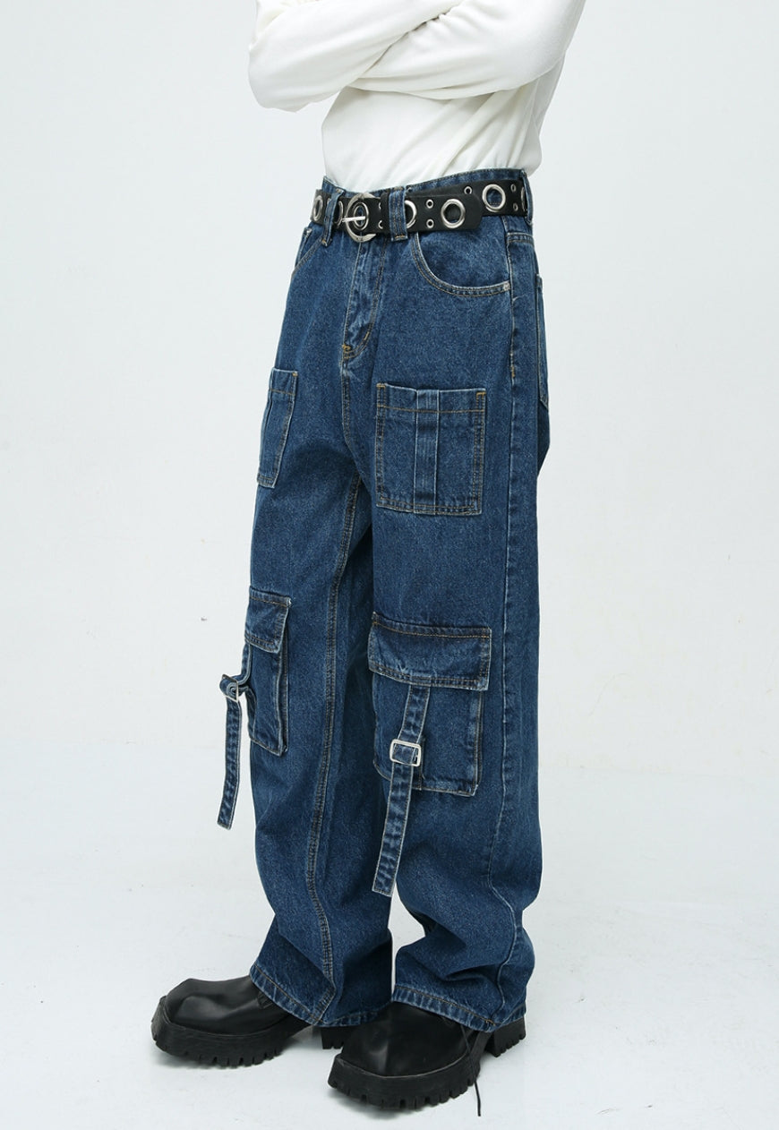 Unisex Cargo jeans with multi-pocket design