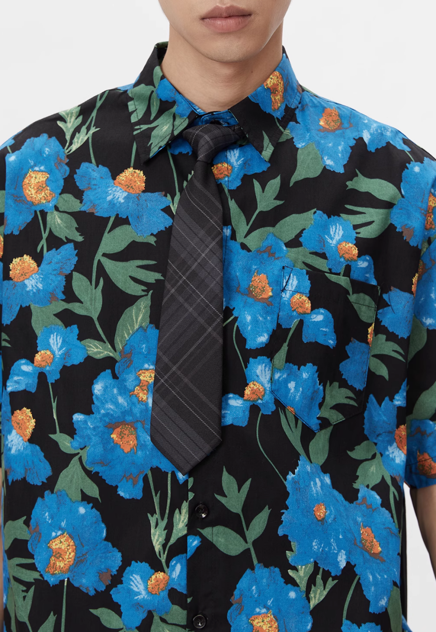 Men's vintage floral shirt (No tie)