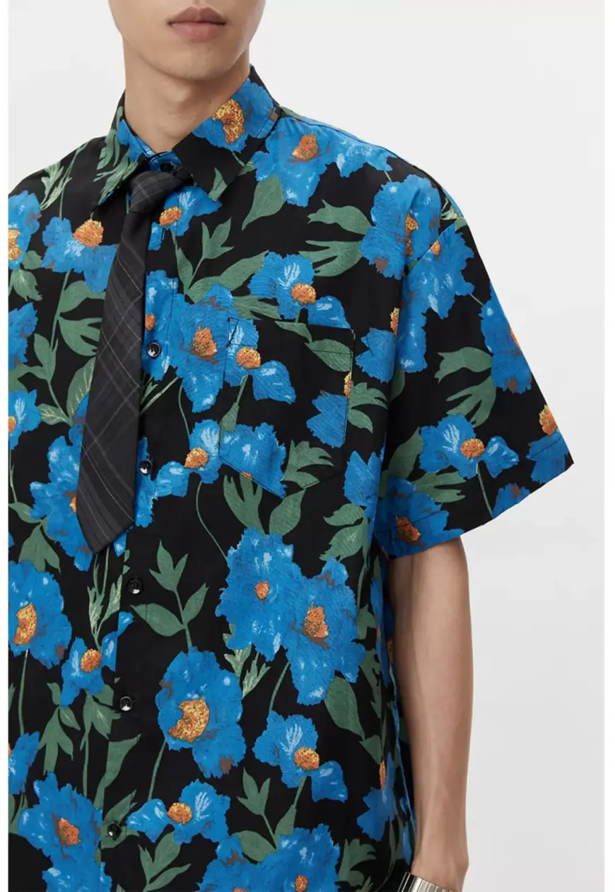Men's vintage floral shirt (No tie)