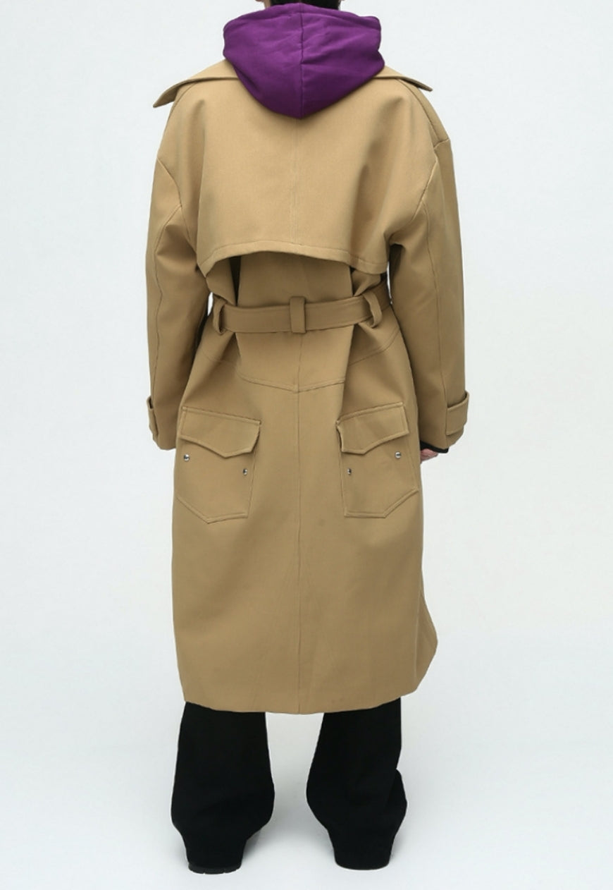 Men's British style double breasted long coat