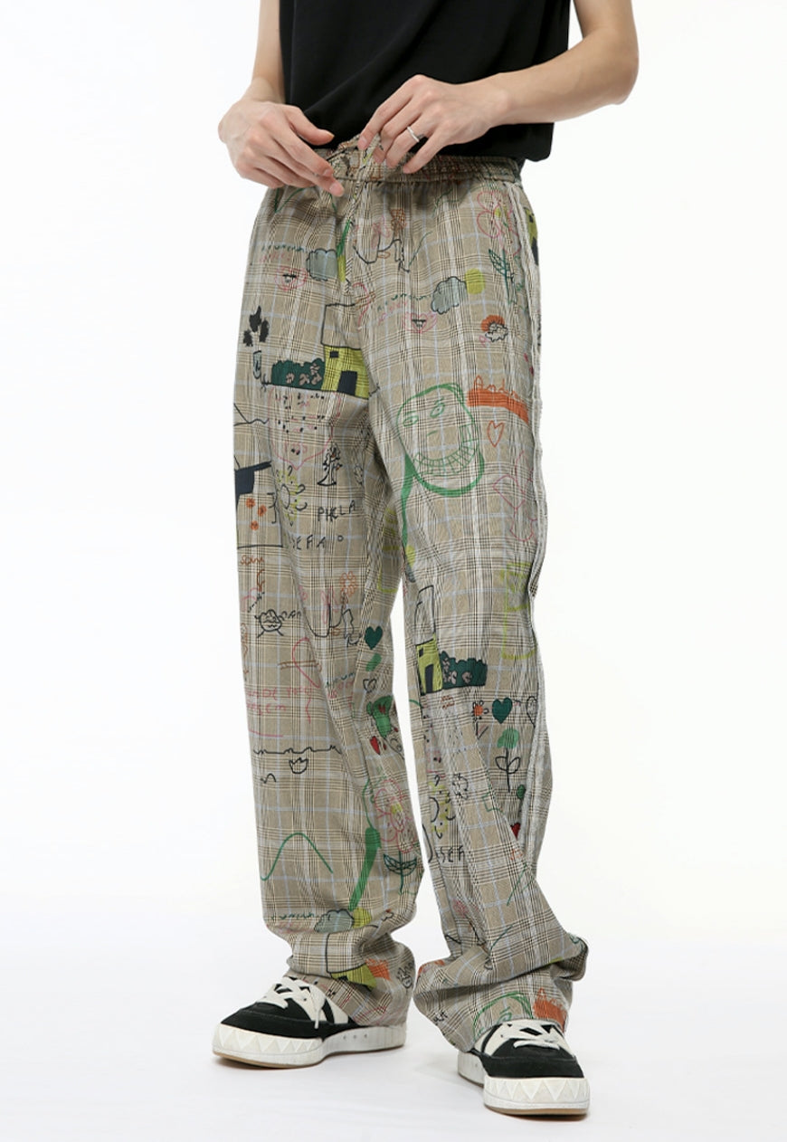 Men's Cartoon graffiti casual trousers