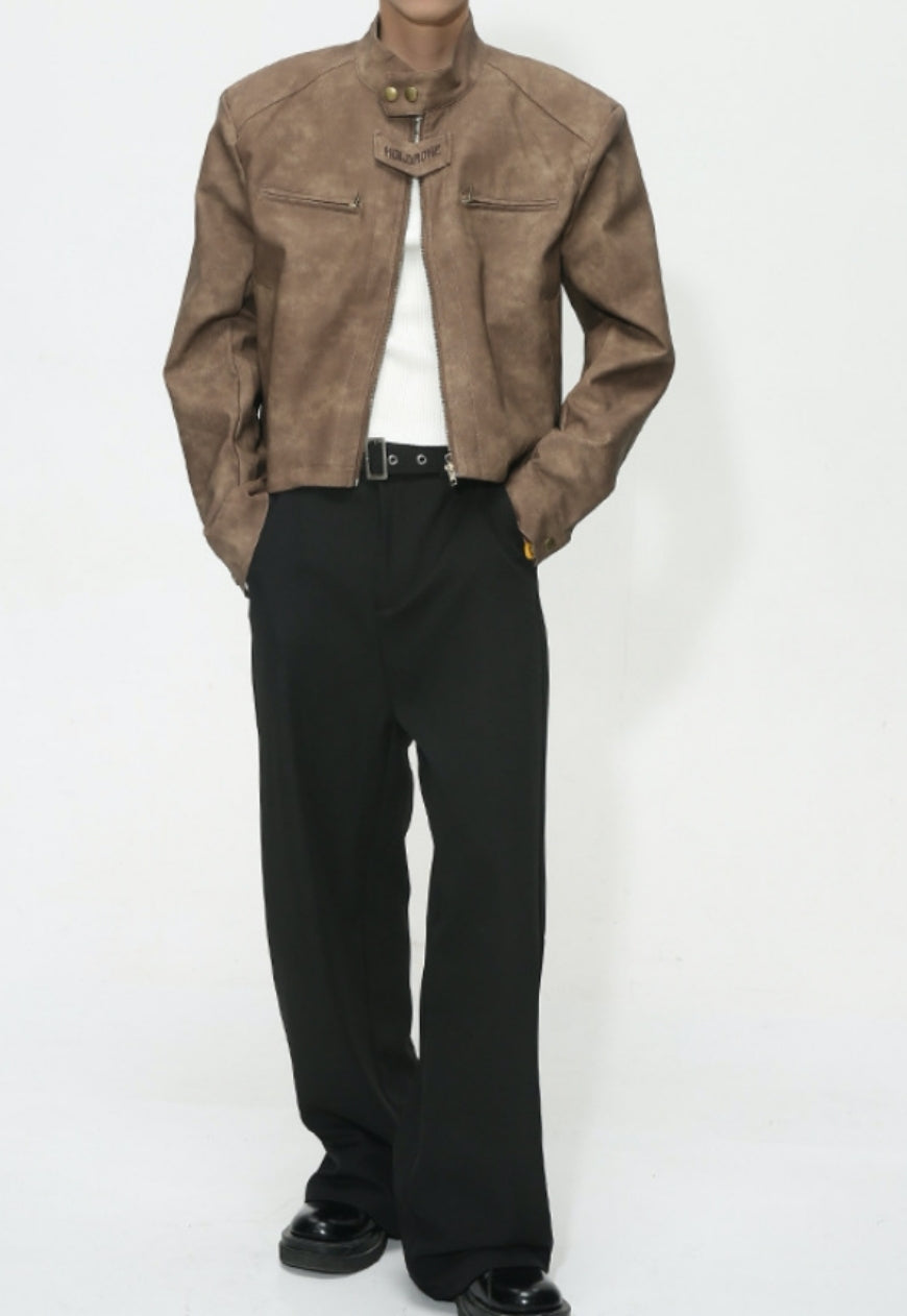 Men's Retro Short PU Leather Jacket