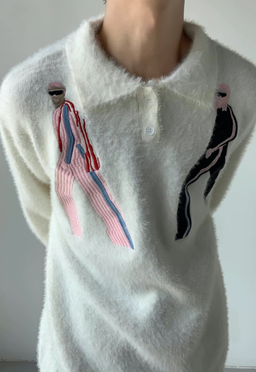 Men's Premium embroidered mohair sweater