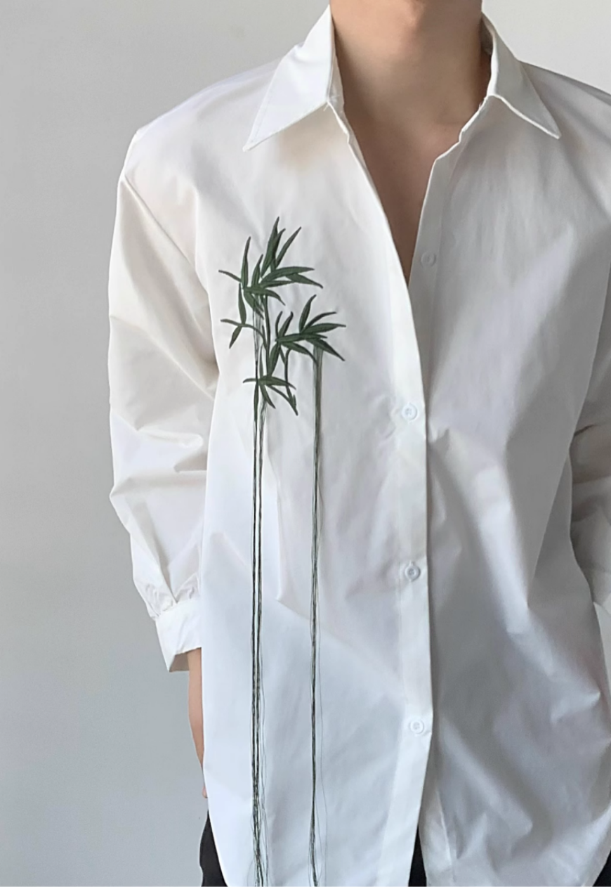 Men's Chinese embroidered fringed shirt