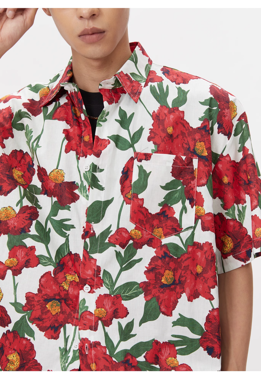 Men's vintage floral shirt (No tie)