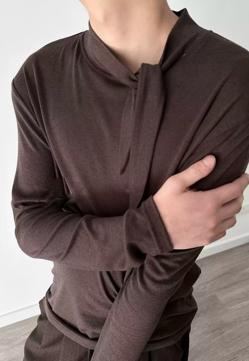 Men's Drawstring Stand Collar Tee