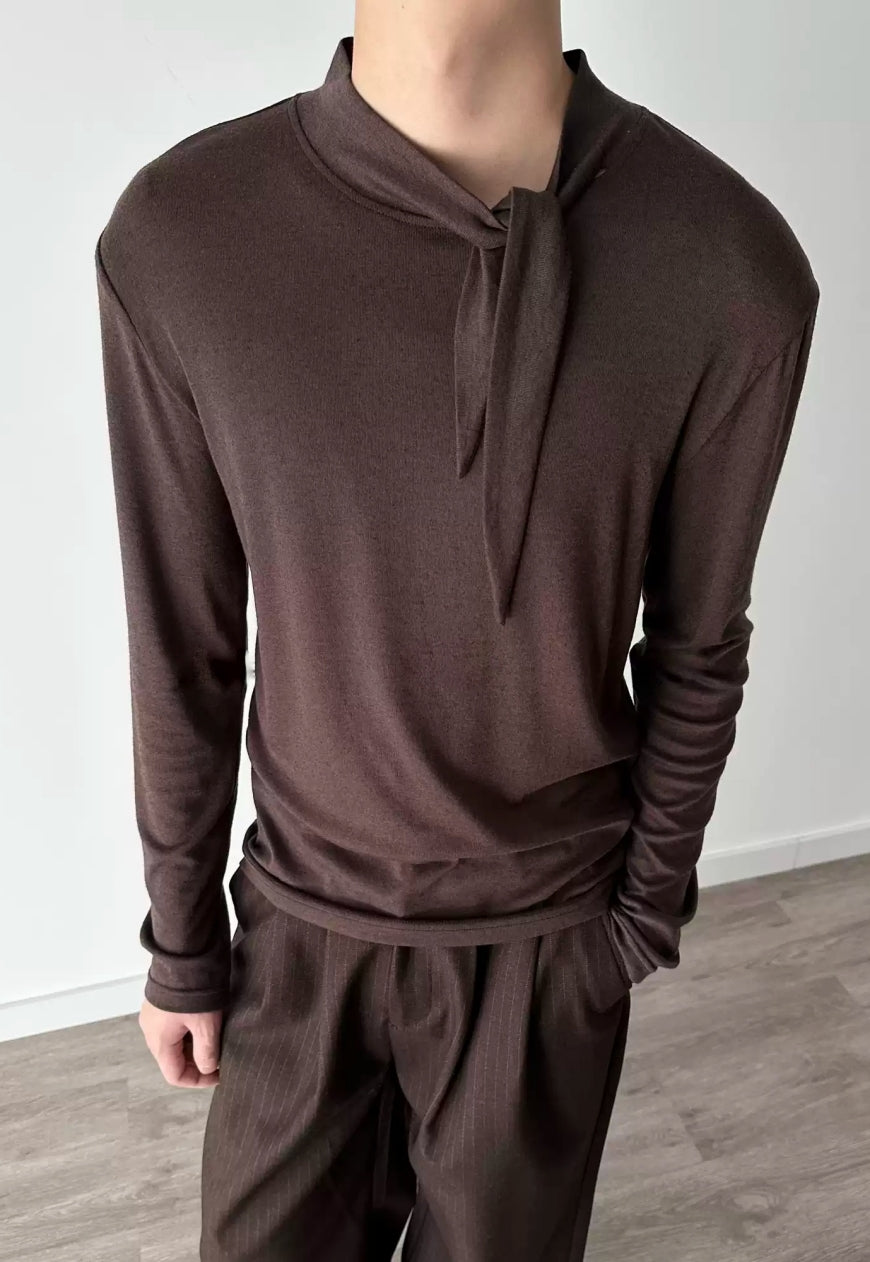Men's Drawstring Stand Collar Tee