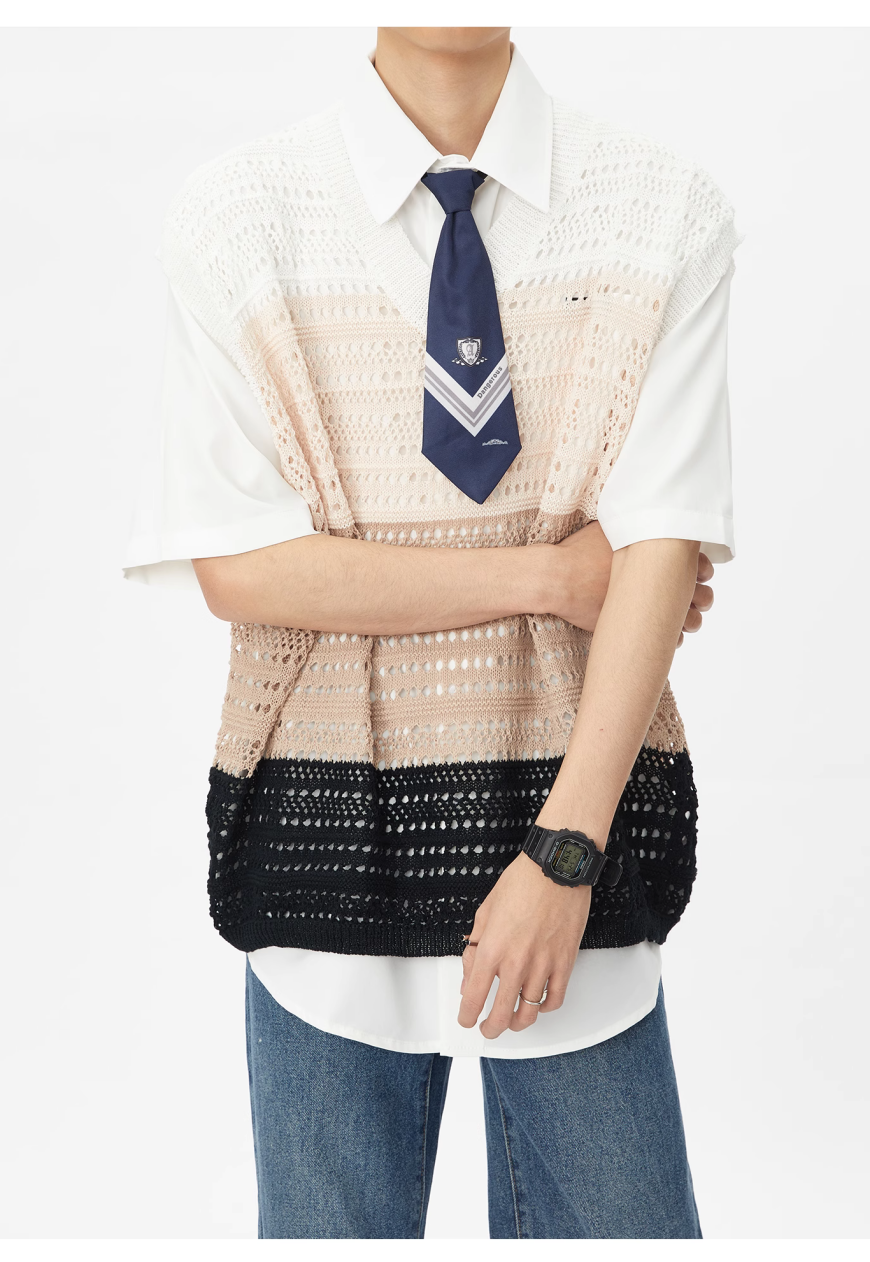 Men's College Design Knit Polo Shirt