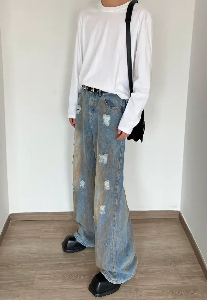 Unisex yellow mud jeans