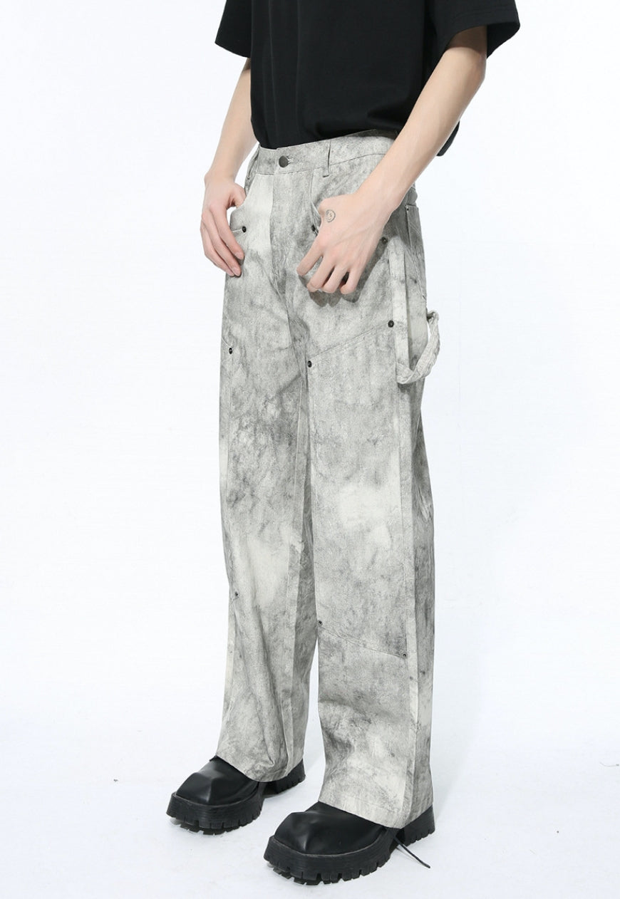 Unisex Retro splash print trousers