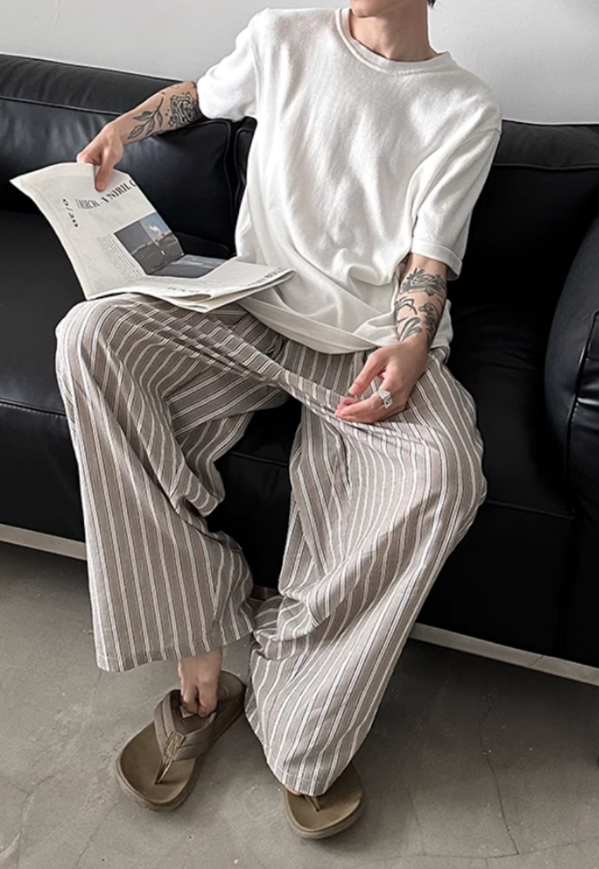 Men's Contrast striped cotton pants
