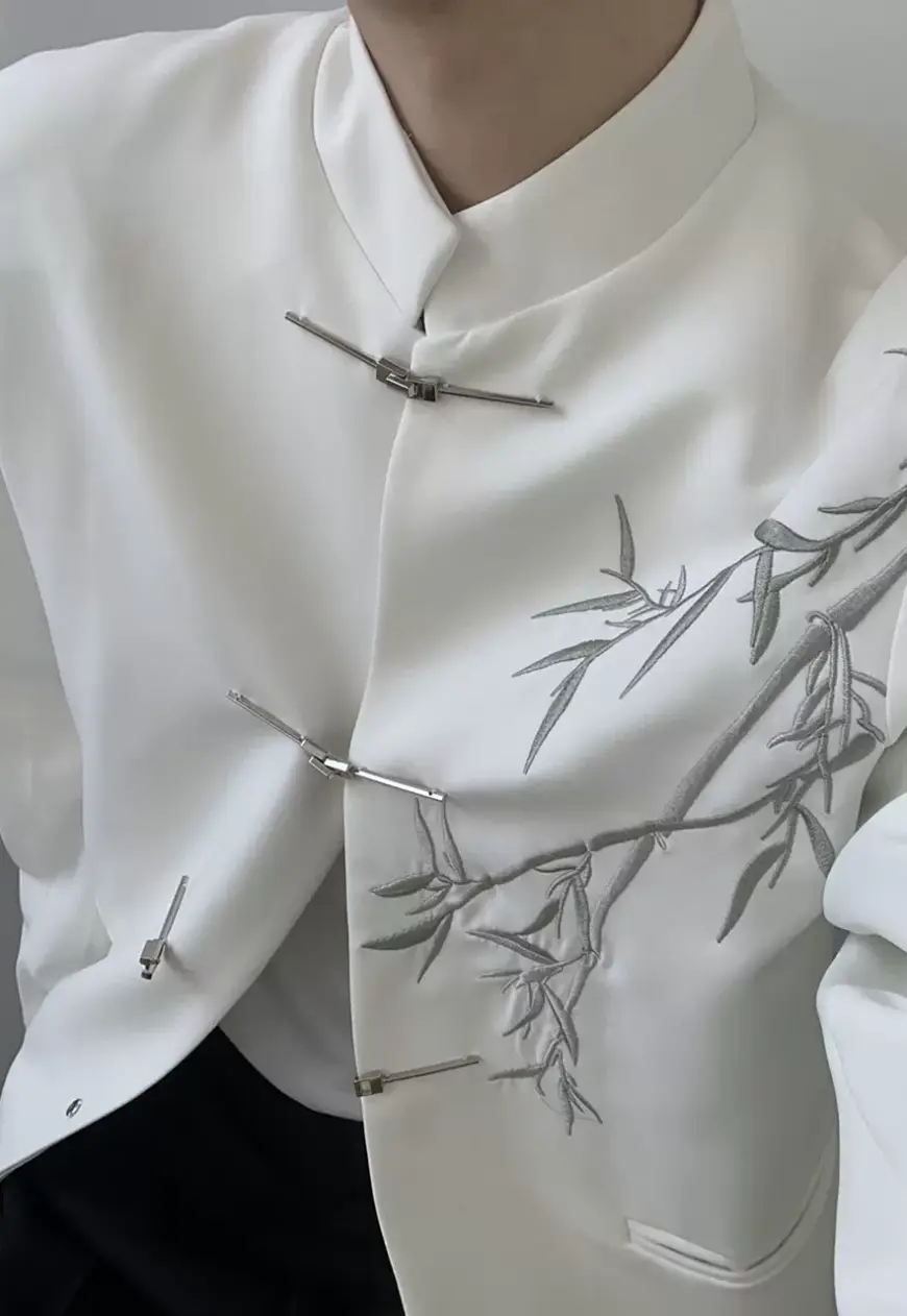Men's Bamboo leaf embroidered blazer