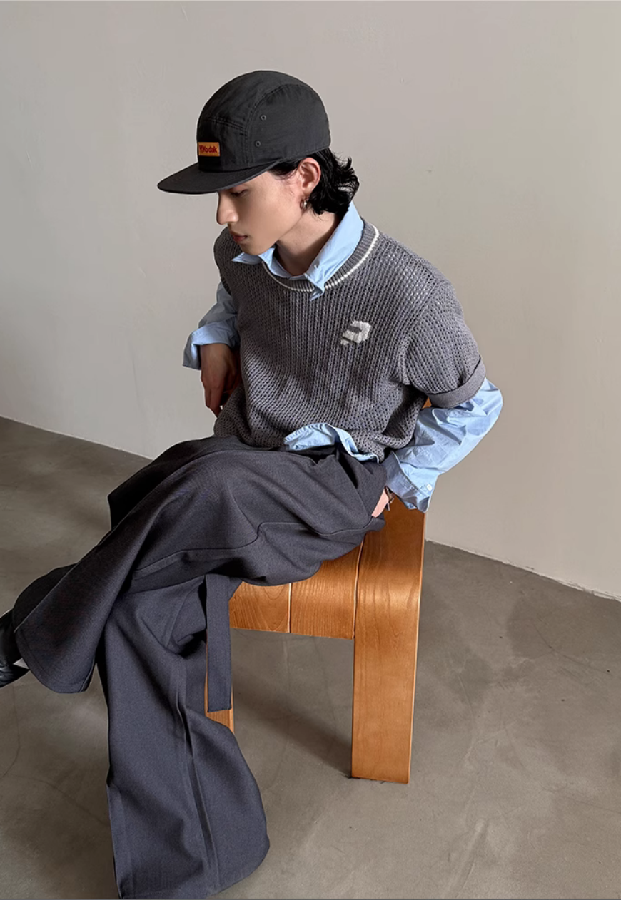 Men's Design contrasting hollow knit sweater