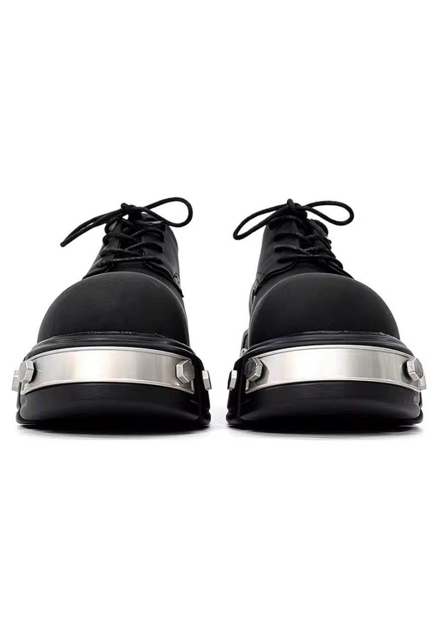 Unisex Iron toe black derby shoes