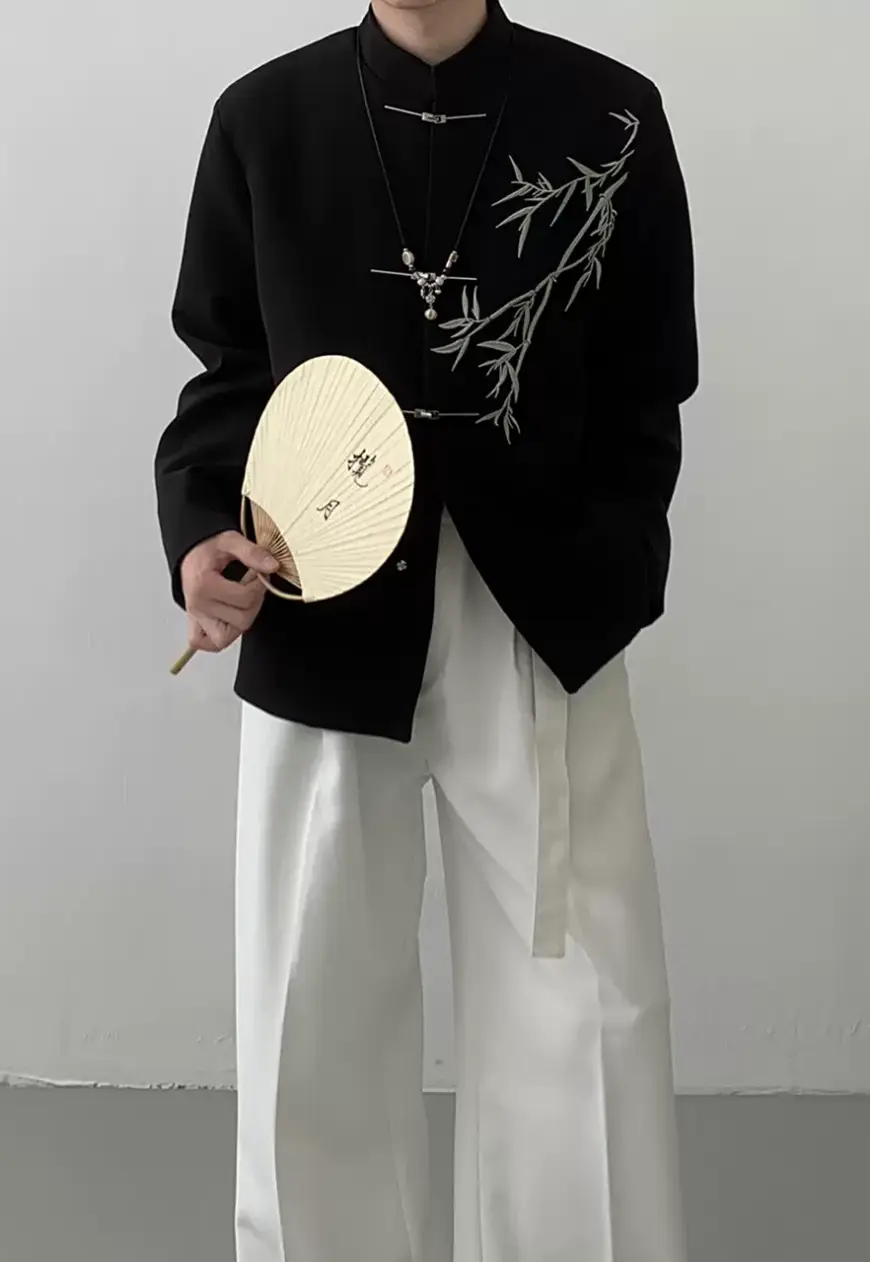 Men's Bamboo leaf embroidered blazer