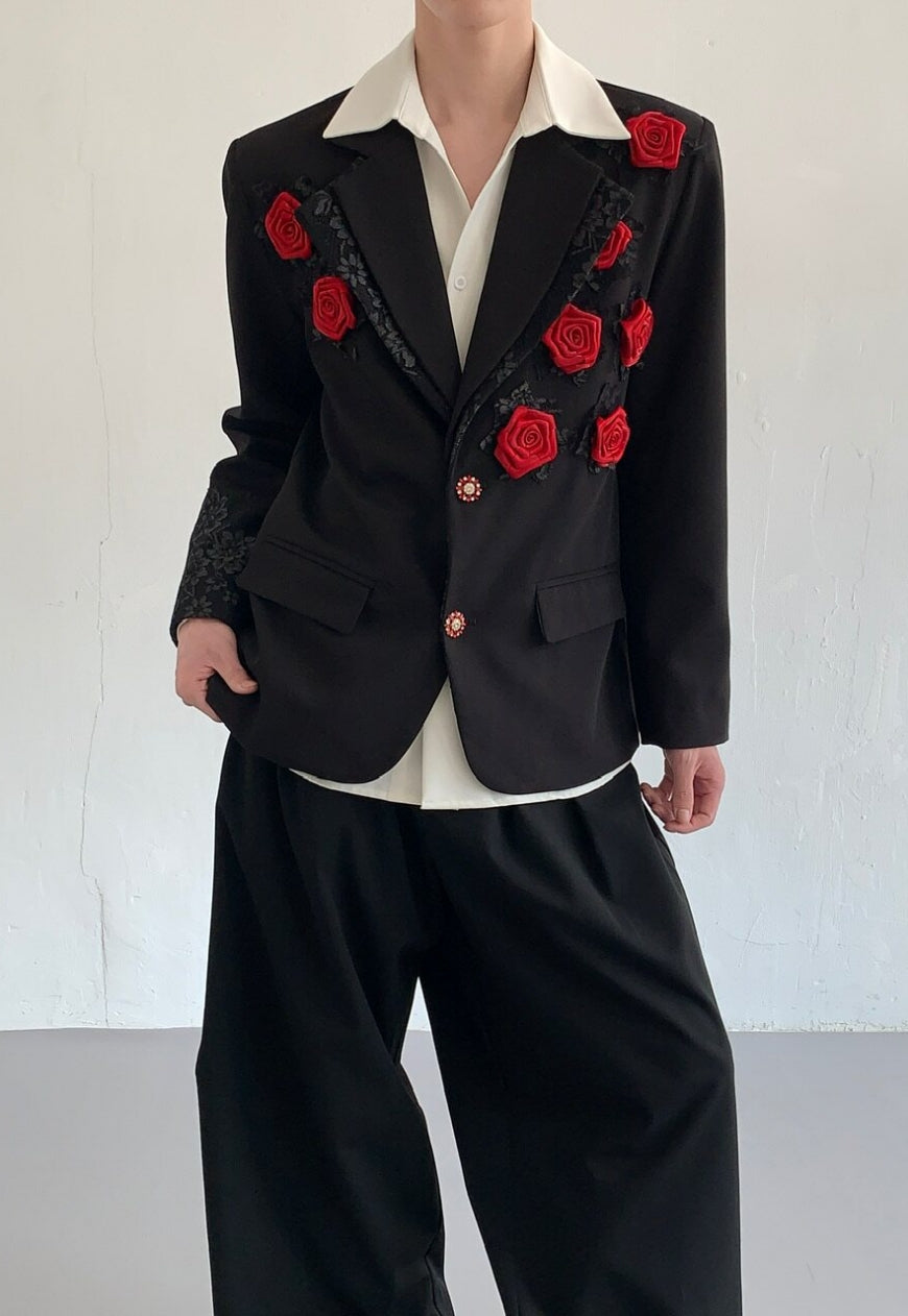 Men's Embroidered Double-Layer Blazer