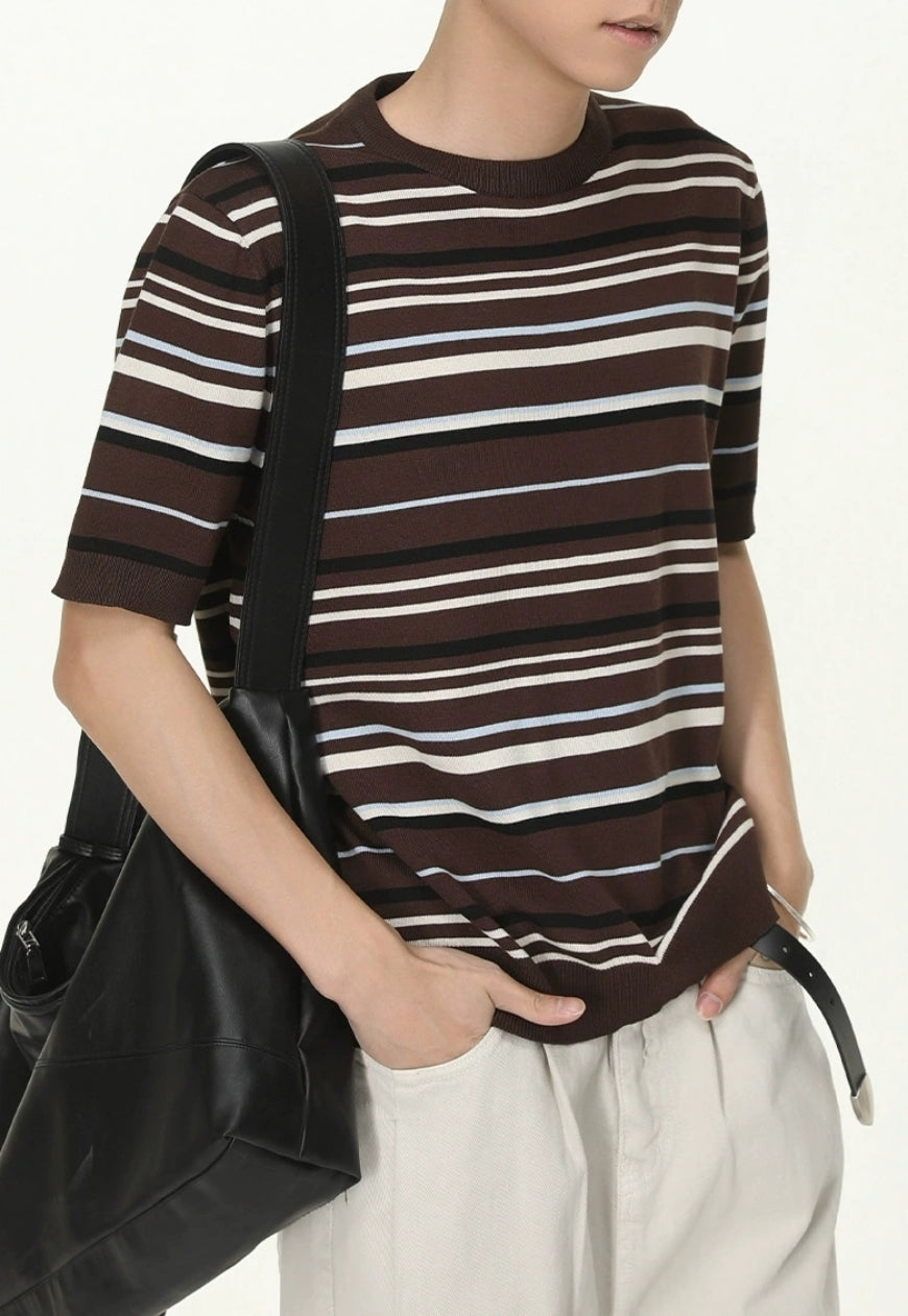 Contrast Stripe Short Sleeve Top