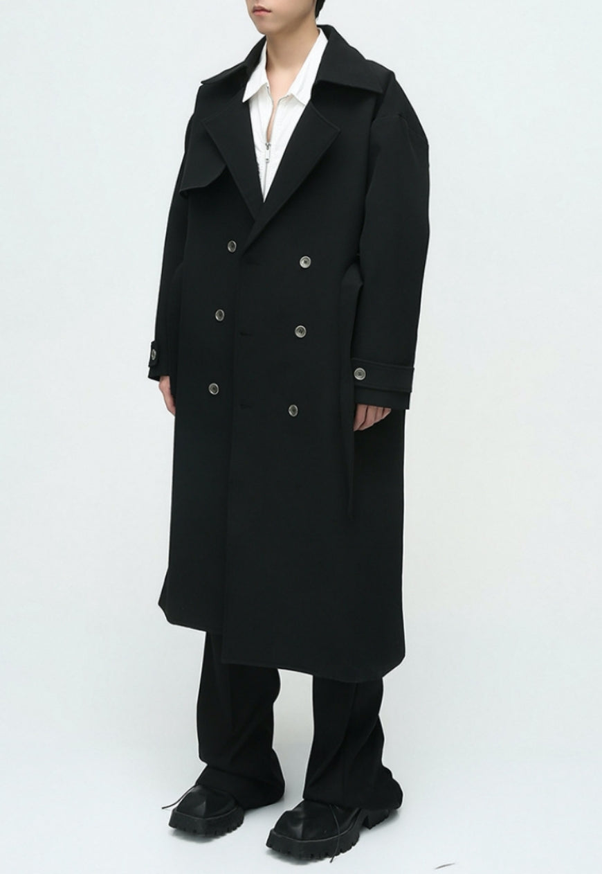 Men's British style double breasted long coat