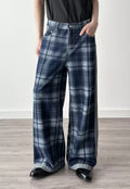 Men's Plaid Patchwork Denim Pants