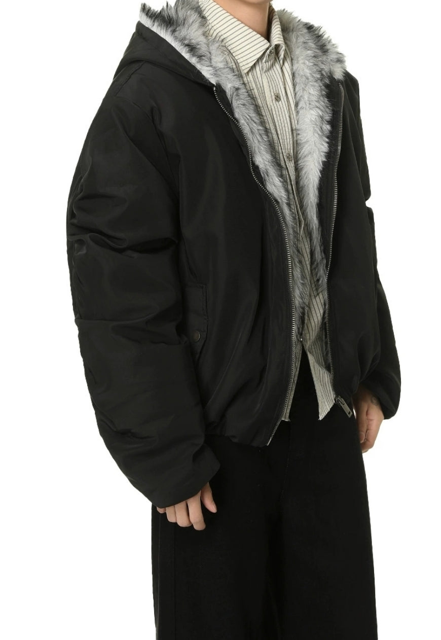Men's Fleece-lined warm zippered cotton coat