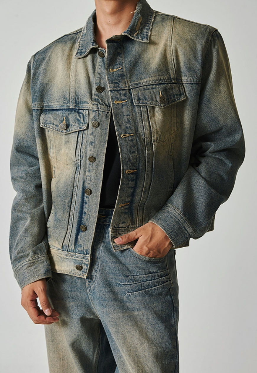 Men's vintage distressed denim jacket