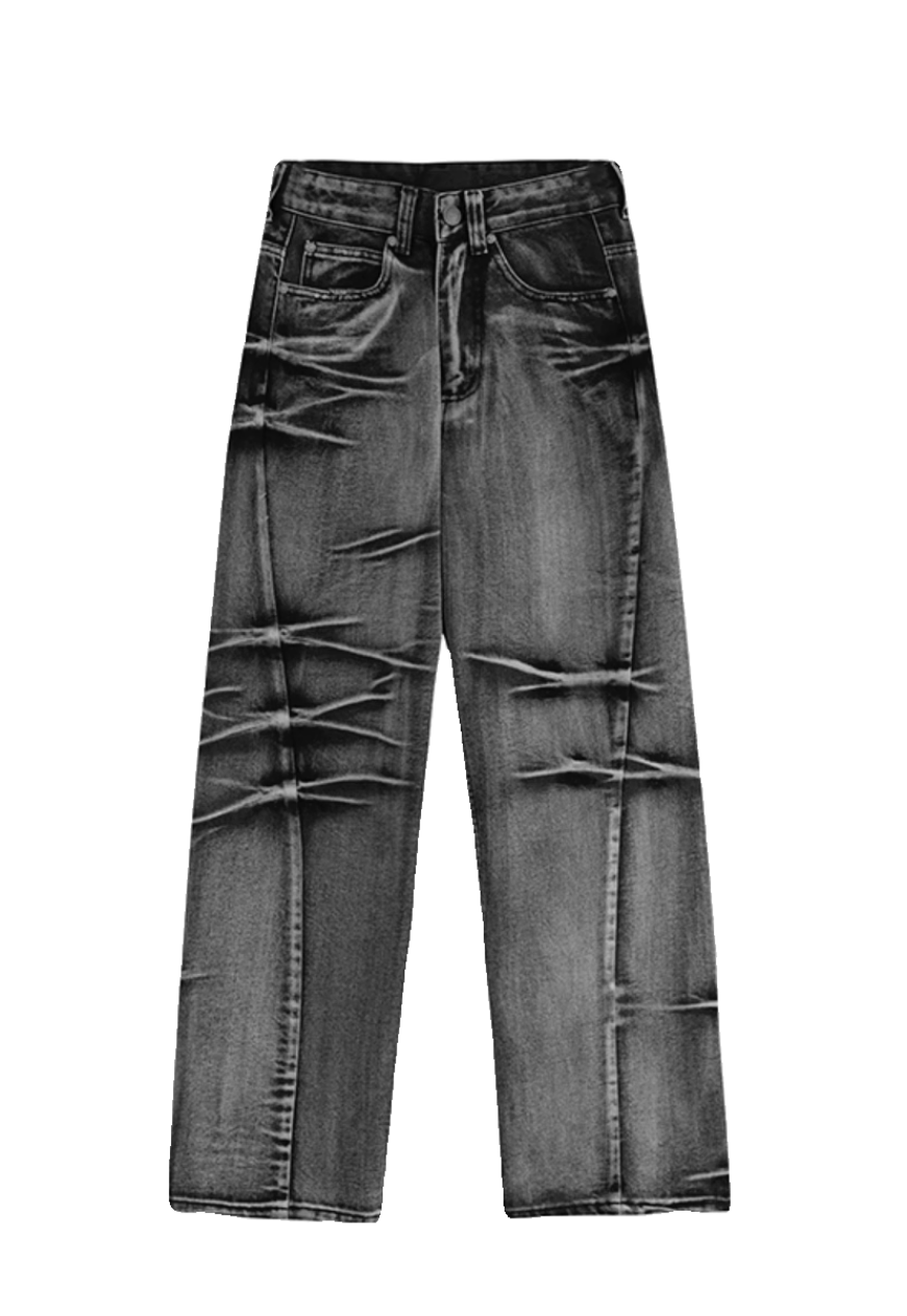 Men's Premium irregular pleated textured jeans
