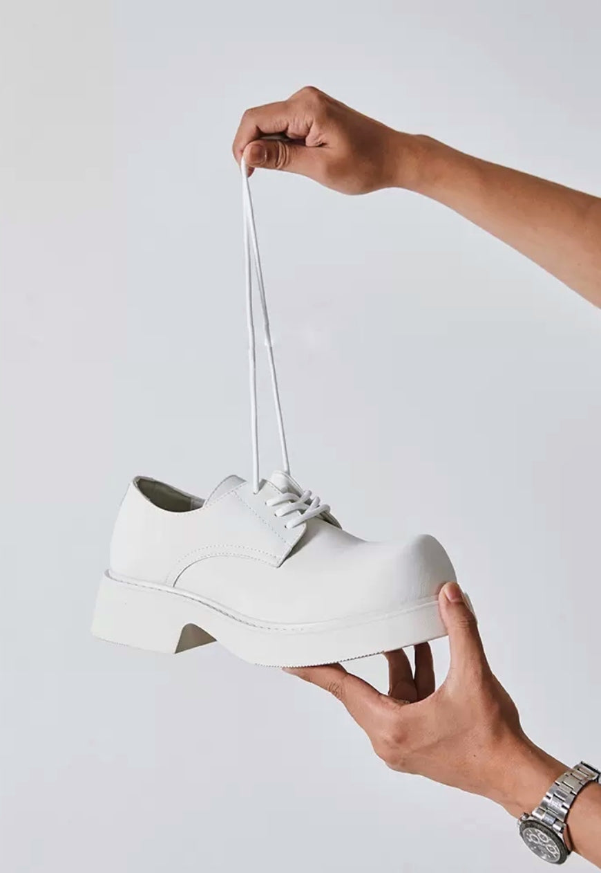 Men's White Heightened Mickey Derby Shoes