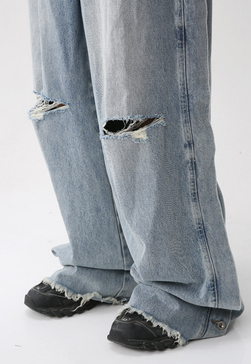 Unisex Loose-fit ripped denim trousers