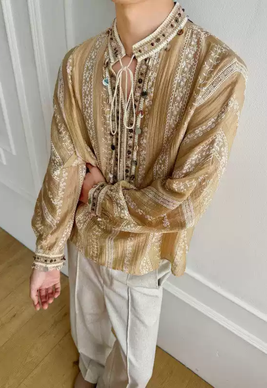 Men's Ethnic Embroidered Resort Shirt