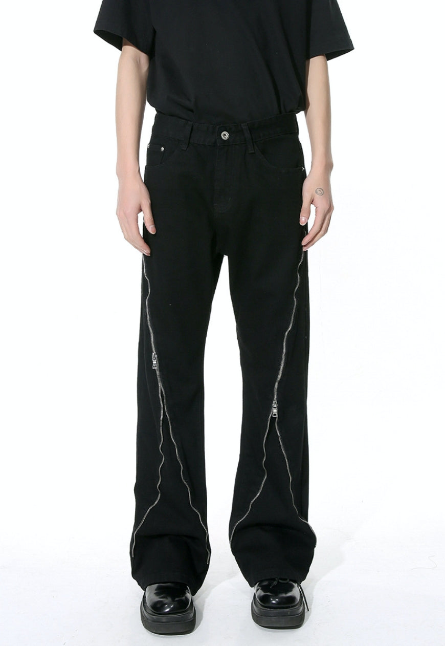 Unisex zipper slit design pants