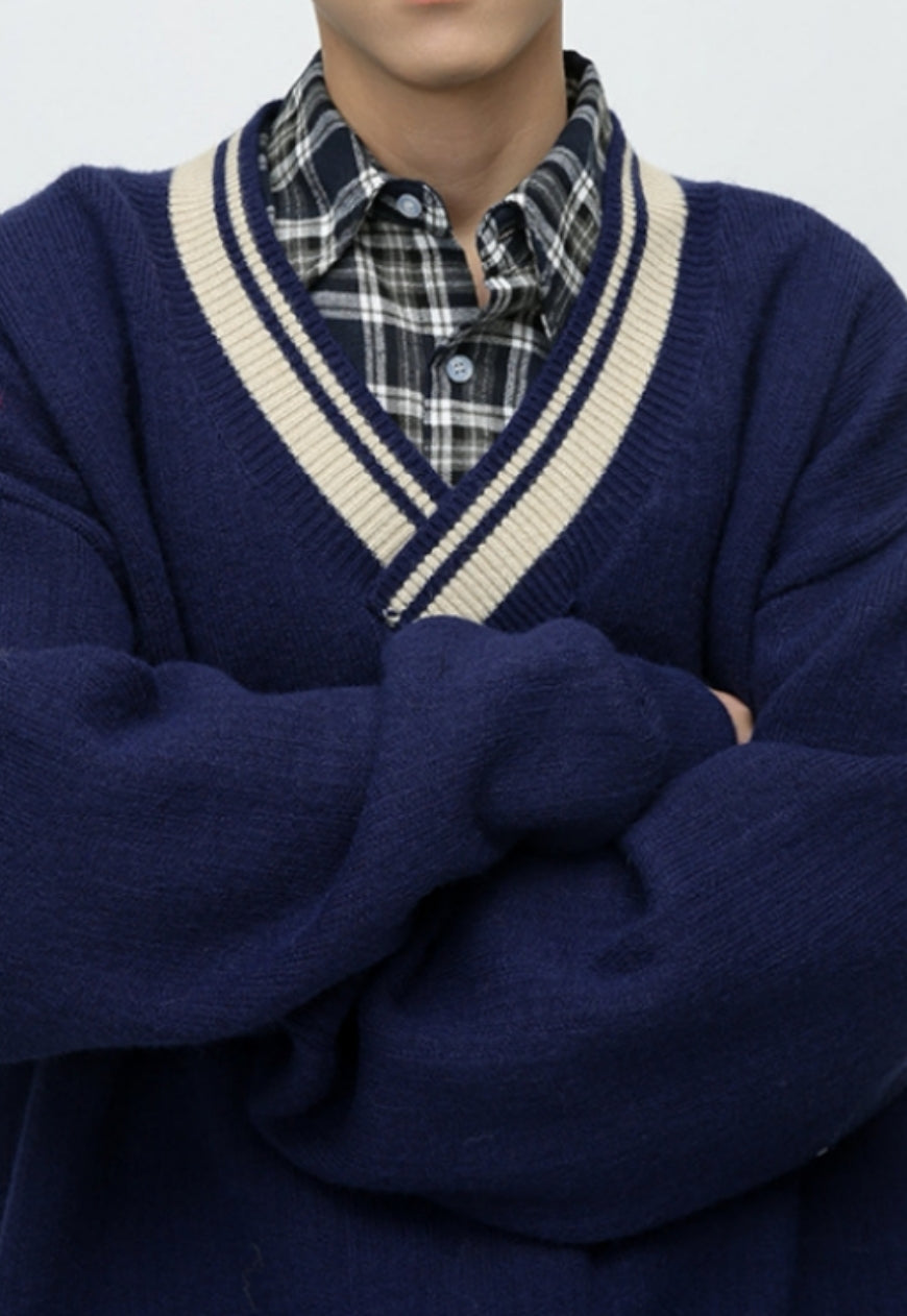 Men's Irregular V-neck sweater