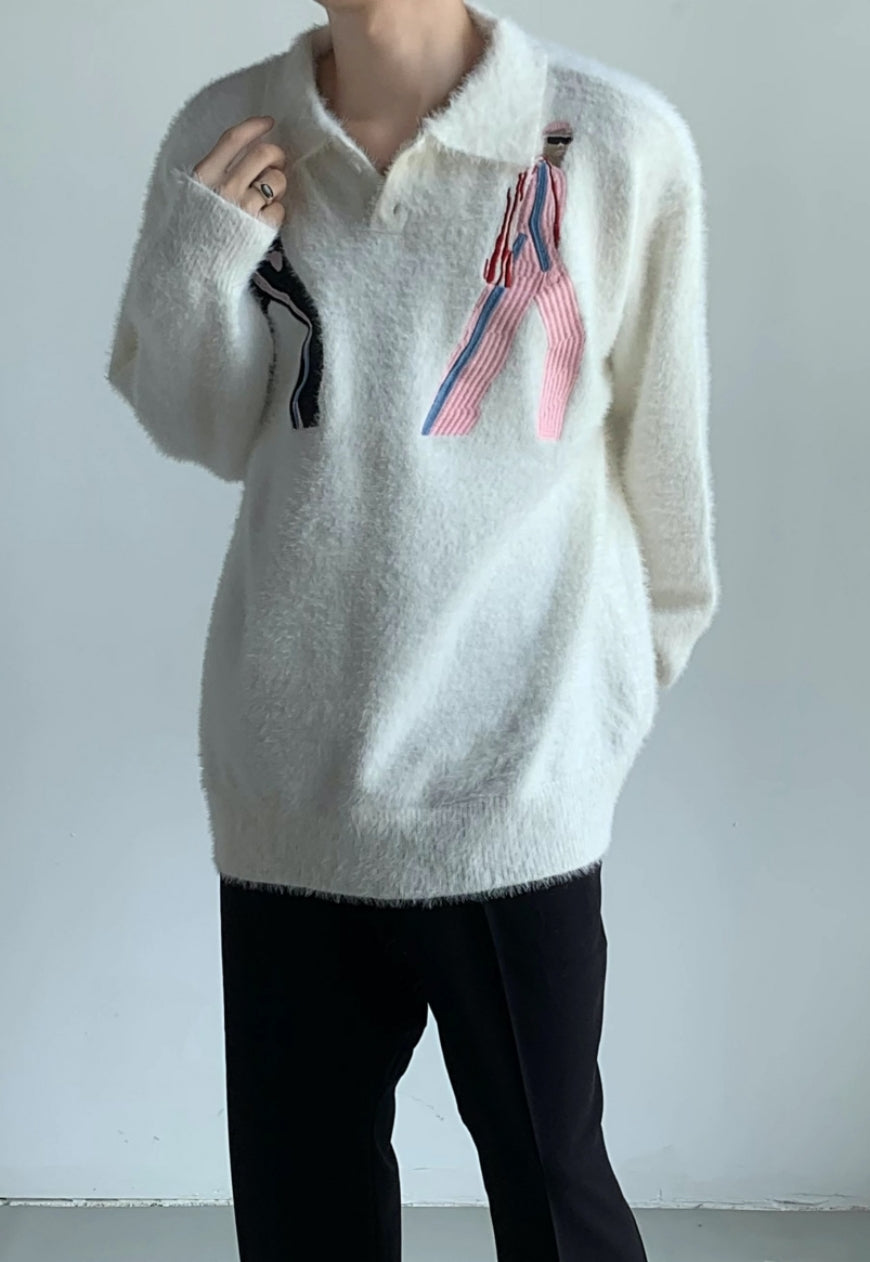 Men's Premium embroidered mohair sweater