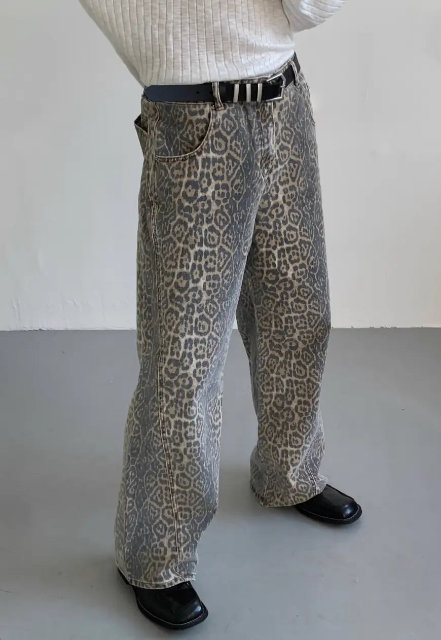 Men's Retro Camo Leopard Jeans
