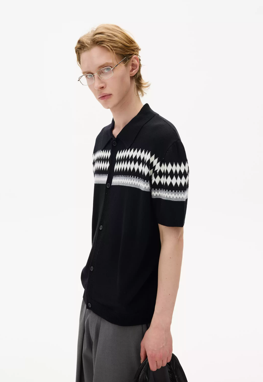 Men's Fair Isle Camp Collar Cardigan