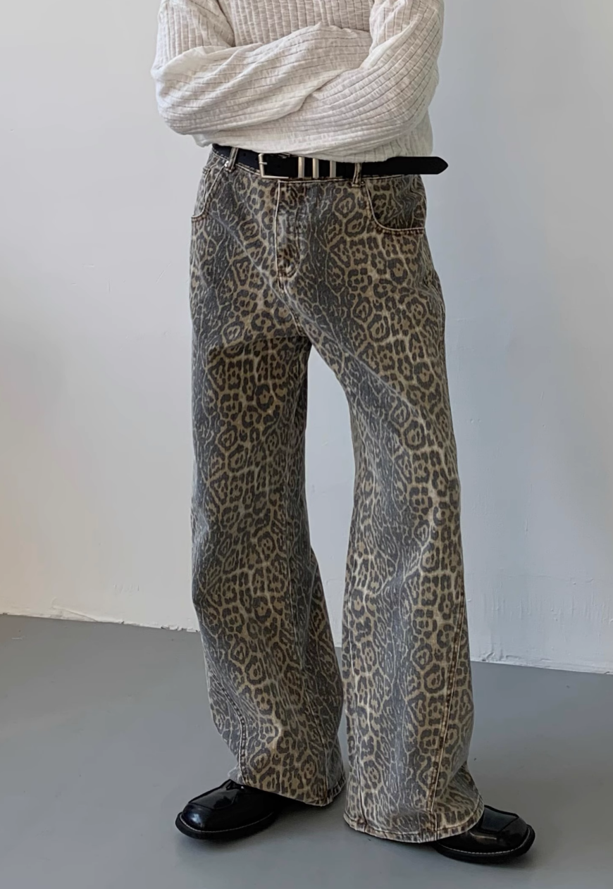Men's Retro Camo Leopard Jeans