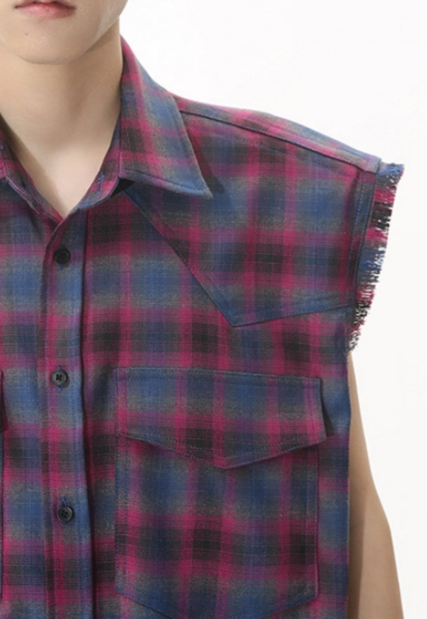 Men's Vintage Vest Check Shirt