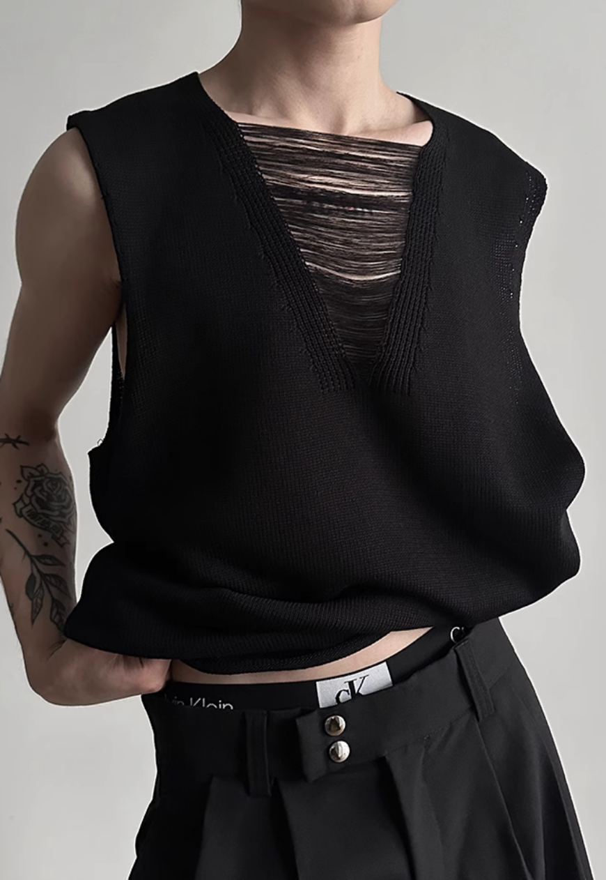 Men's Neck design knitted Vest