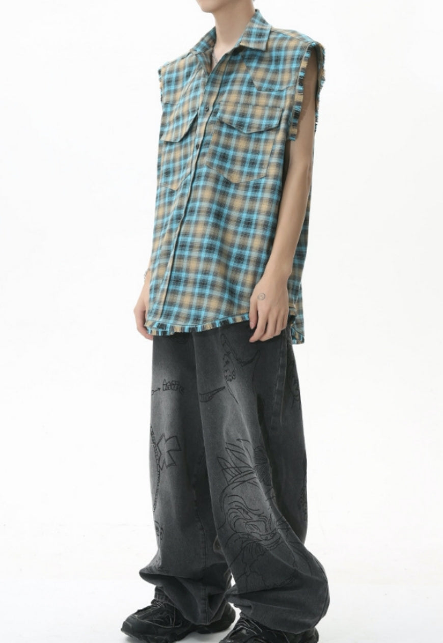 Men's Vintage Vest Check Shirt