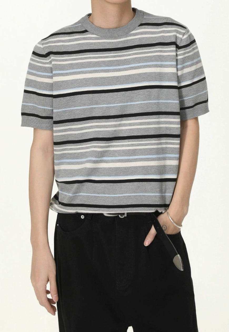 Contrast Stripe Short Sleeve Top