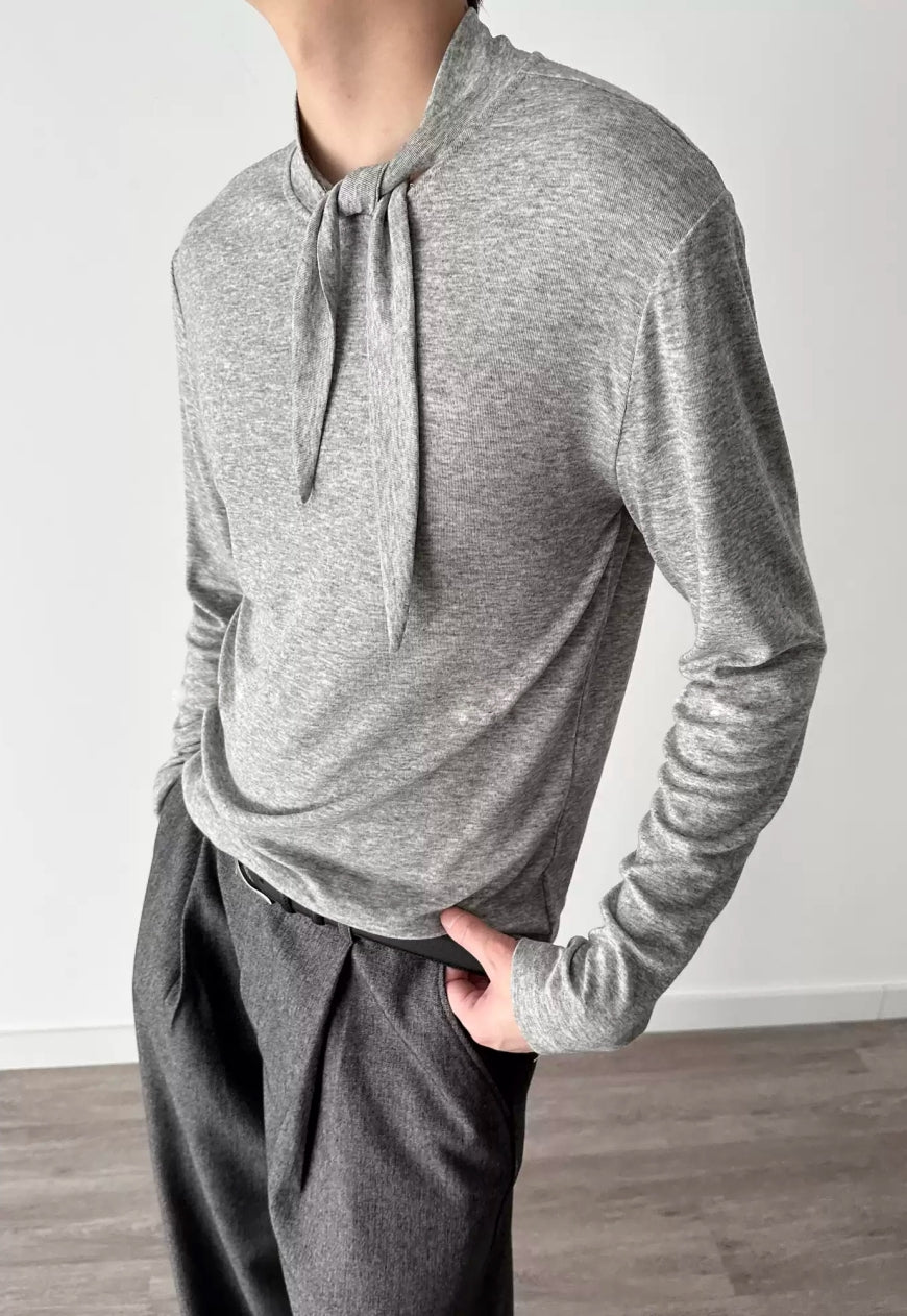 Men's Drawstring Stand Collar Tee