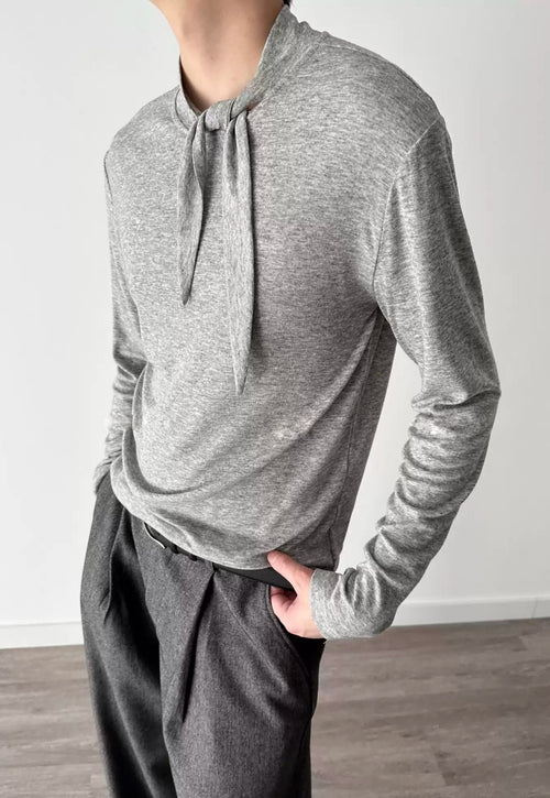 Men's Drawstring Stand Collar Tee