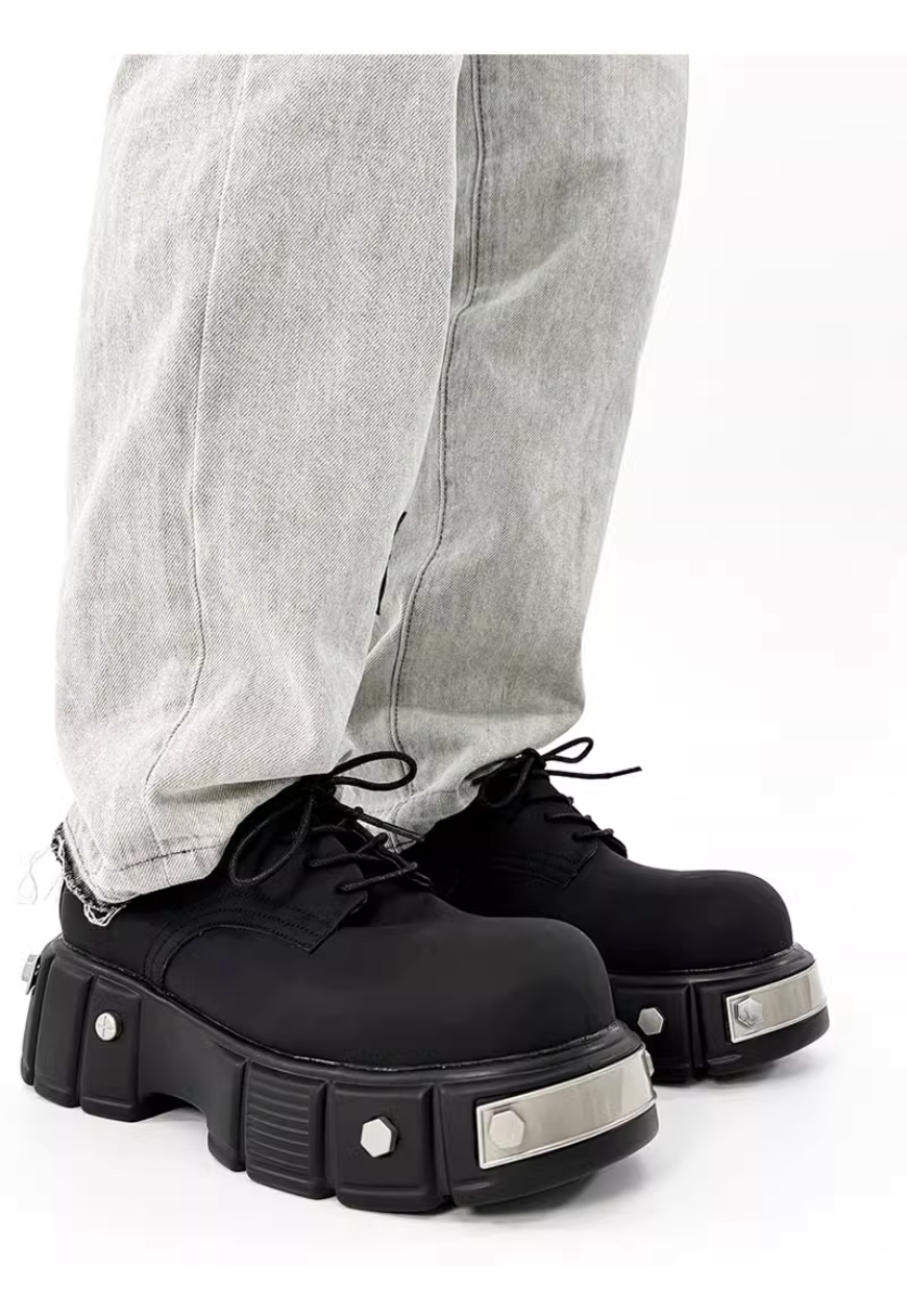 Unisex Iron toe black derby shoes