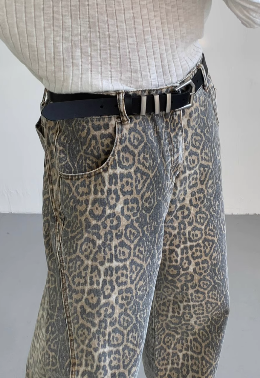 Men's Retro Camo Leopard Jeans