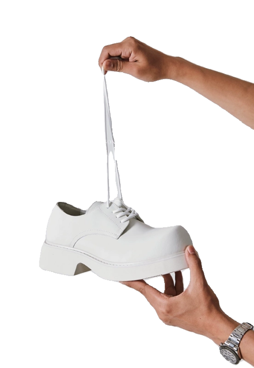 Men's White Heightened Mickey Derby Shoes