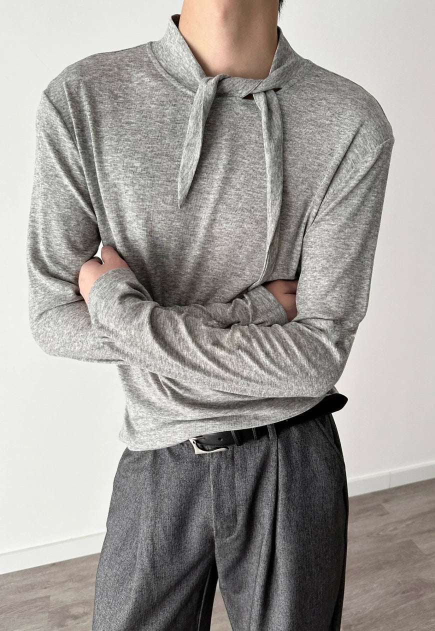 Men's Drawstring Stand Collar Tee
