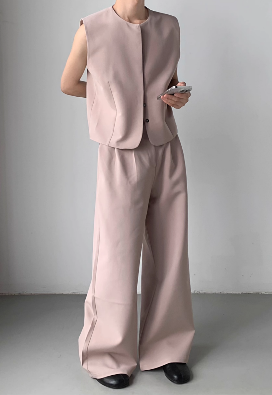 Men's pink premium design vest suit set