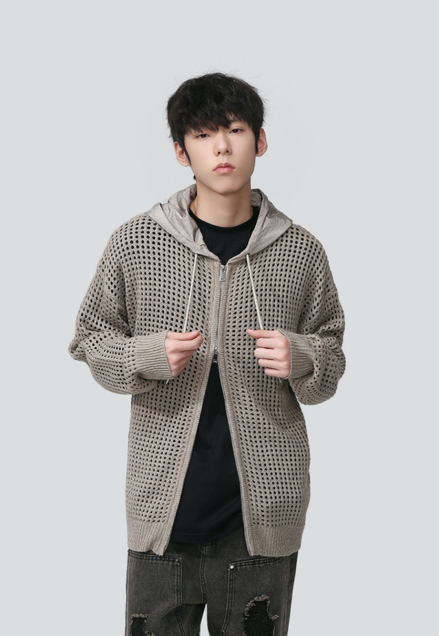 Men's cutout zipper knitted jacket