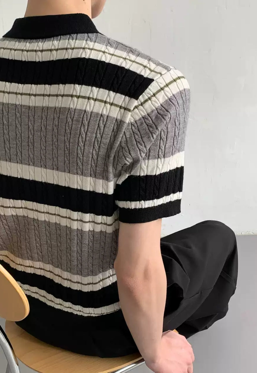 Men's Vintage Stripe Knit Polo